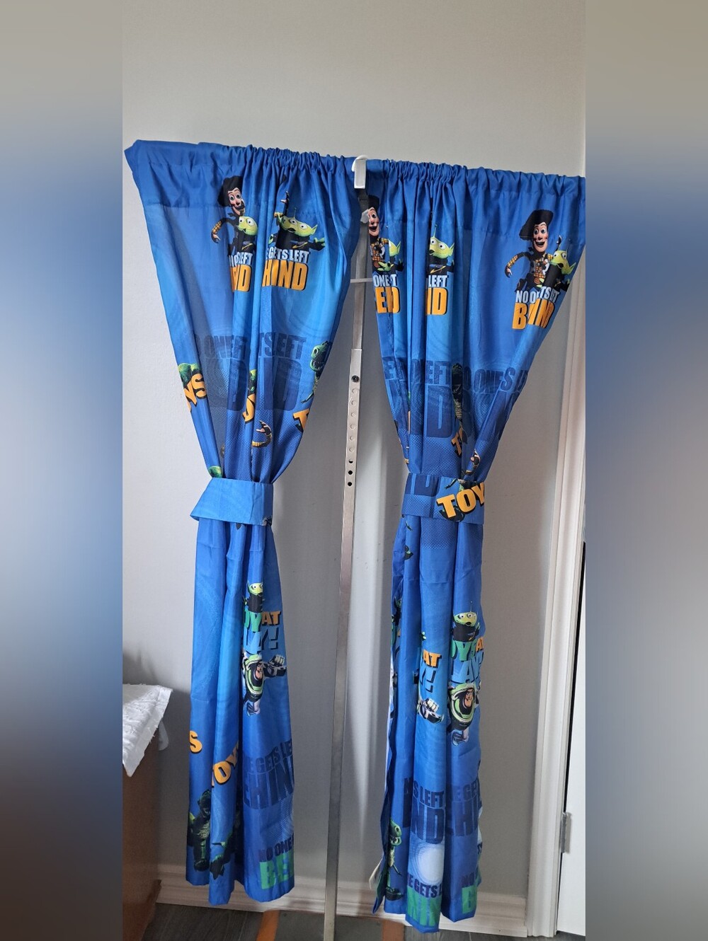 Disney PIXAR TOY STORY WOODY BUZZ Rod Pocket curtain panels tiebacks 42x63"